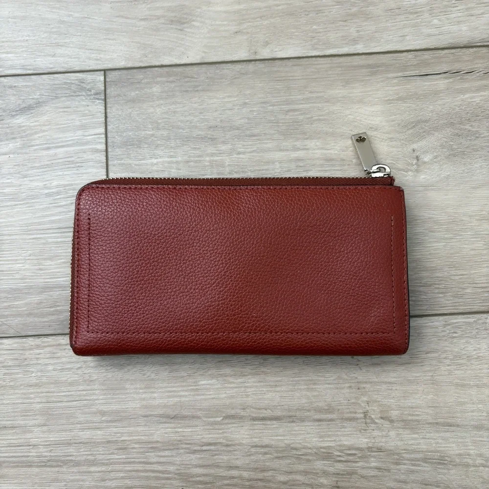 Kate‎ Spade Chestnut Brown Pebbled Leather Eva L Zip Continental Wallet Clutch